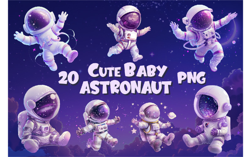 Cute baby astronaut 01. T-Shirt, PNG. Illustration