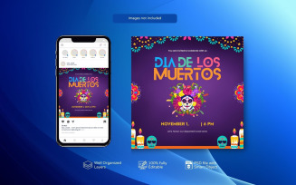 Day of the Dead Celebration Social Media PSD Template