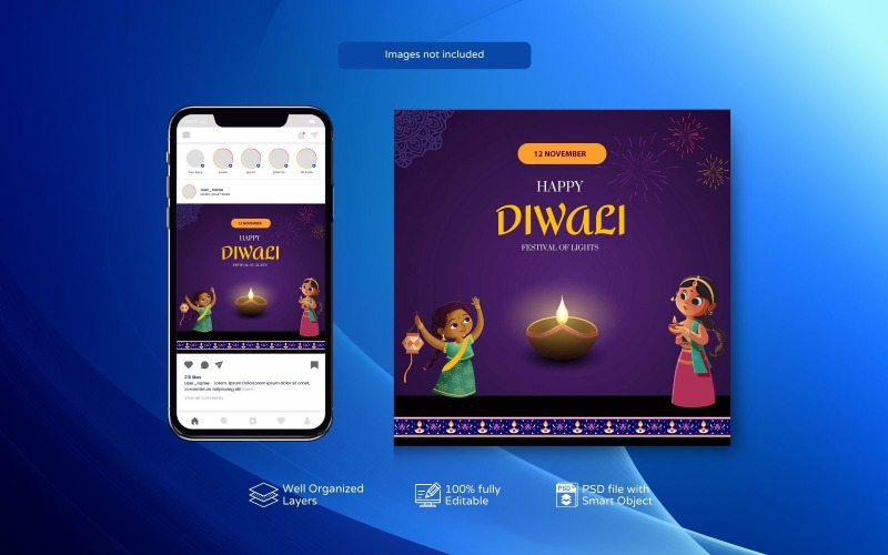 Festive Diwali PSD Design for Social Media