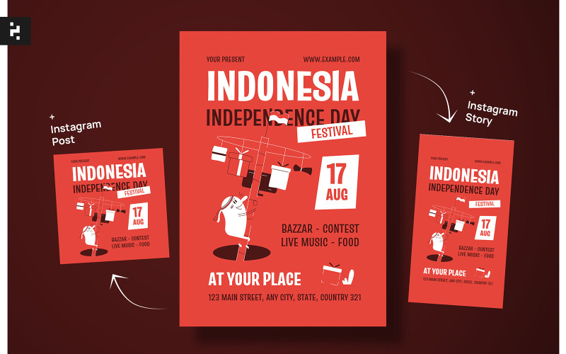 Indonesia Independence Day Festival Flyer Corporate Identity