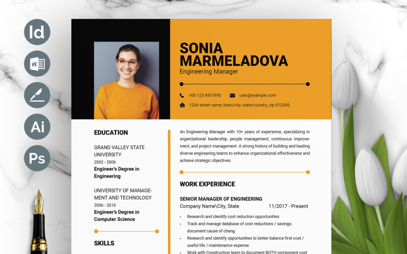 Modern Resume CV Template Layout Resume Template