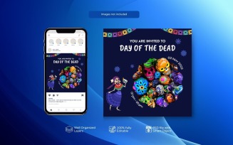PSD Social Media Template for Day of the Dead Celebrations