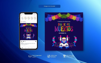 PSD Template Día de Muertos Social Media Posts