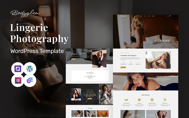 Bodyglem - Lingerie And Bikini Modern Photography WordPress Elementor Theme WordPress Theme