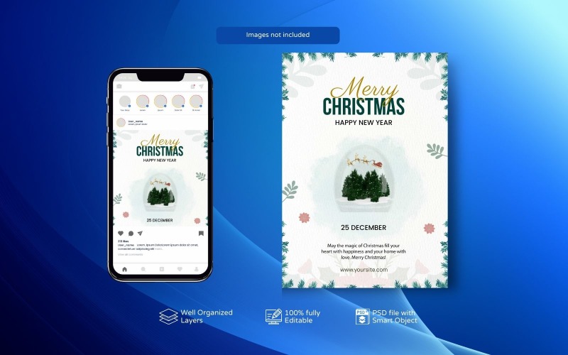 Christmas Greetings PSD Template for Social Media