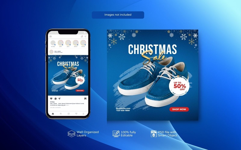 Christmas Sale PSD Template for Social Media Marketing