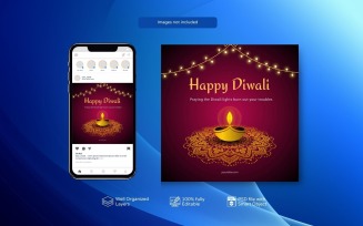 Clean Diwali Celebration Creative PSD for Social Media