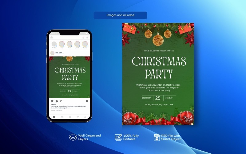 Festive Christmas Night Party Flyer PSD for Social Media