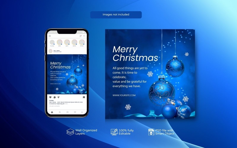 Holiday Cheer: Merry Christmas For PSD Social Post Template Social Media