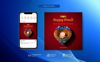 Joyful Diwali Social Media Post PSD Template