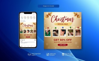 Modern Christmas Sale PSD Template for Social Media Marketing