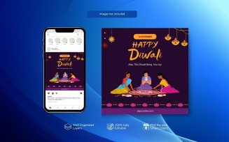 Modern Diwali Celebration Creative PSD for Social Media