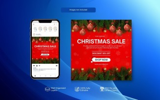 PSD Christmas Sale Marketing Post Design Template