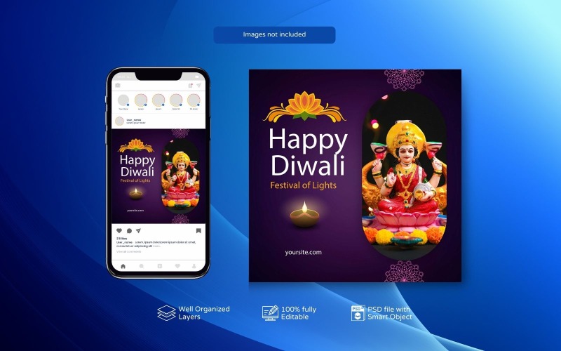 PSD Festive Diwali Design for Social Media