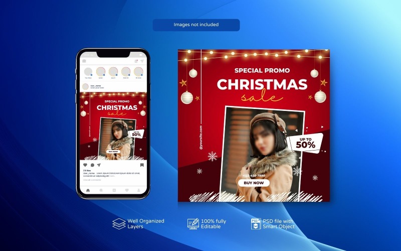 PSD Template: Christmas Sale Social Media Marketing Post