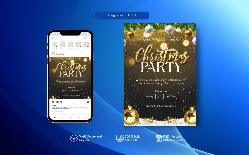 Social Media Ready Christmas Night Party PSD Flyer