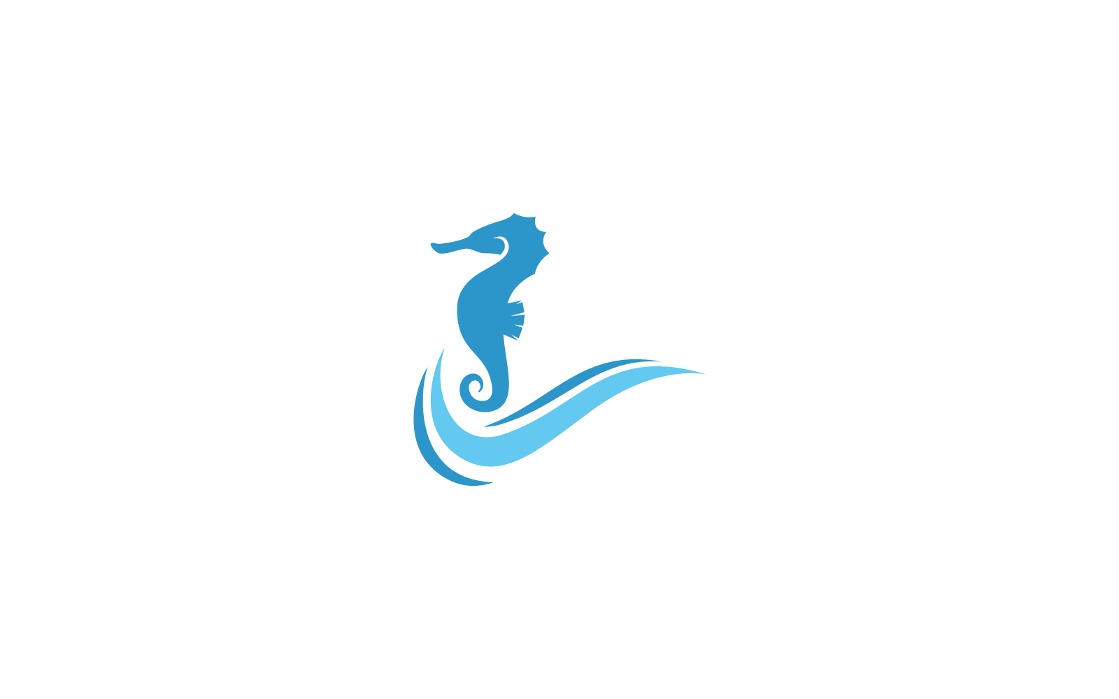 Modelo de logotipo de cavalo marinho design plano vetorial