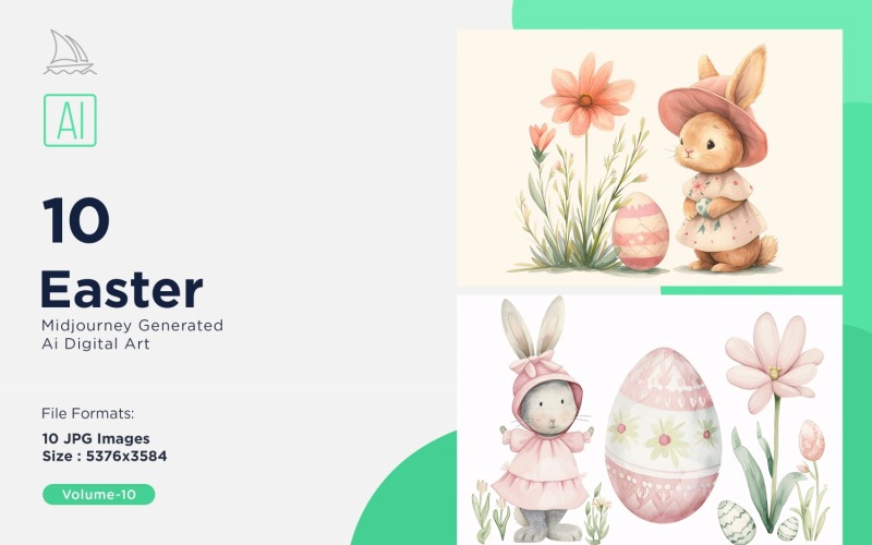 Easter Watercolor Background Set 10 Illustration