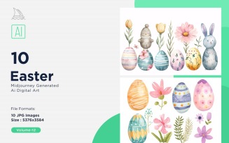 Easter Watercolor Background Set 12