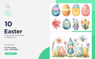 Easter Watercolor Background Set 13