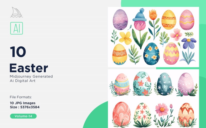 Easter Watercolor Background Set 14 Illustration