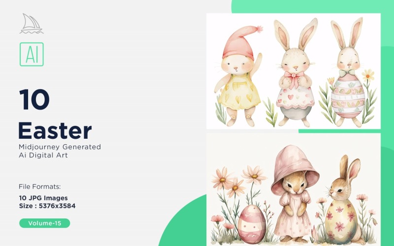 Easter Watercolor Background Set 15 Illustration