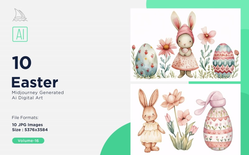 Easter Watercolor Background Set 16 Illustration