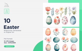 Easter Watercolor Background Set 17