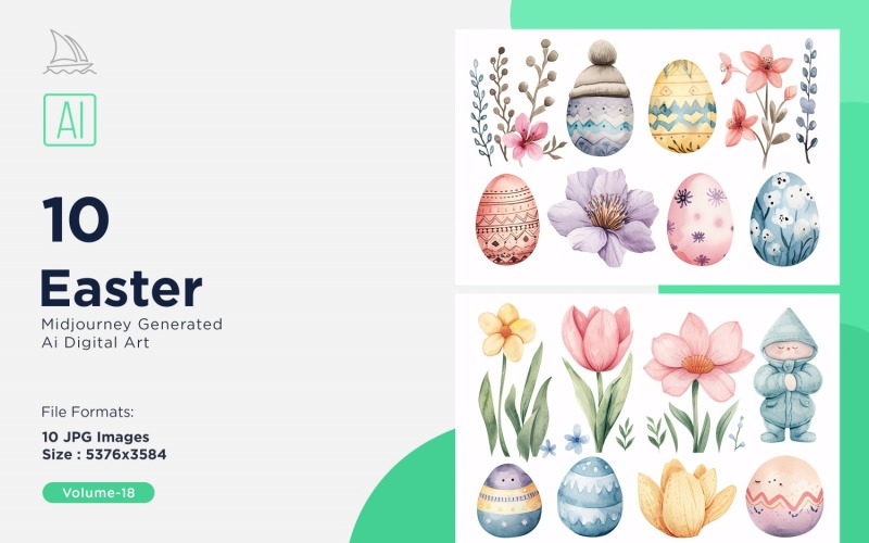 Easter Watercolor Background Set 18 Illustration