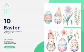 Easter Watercolor Background Set 19