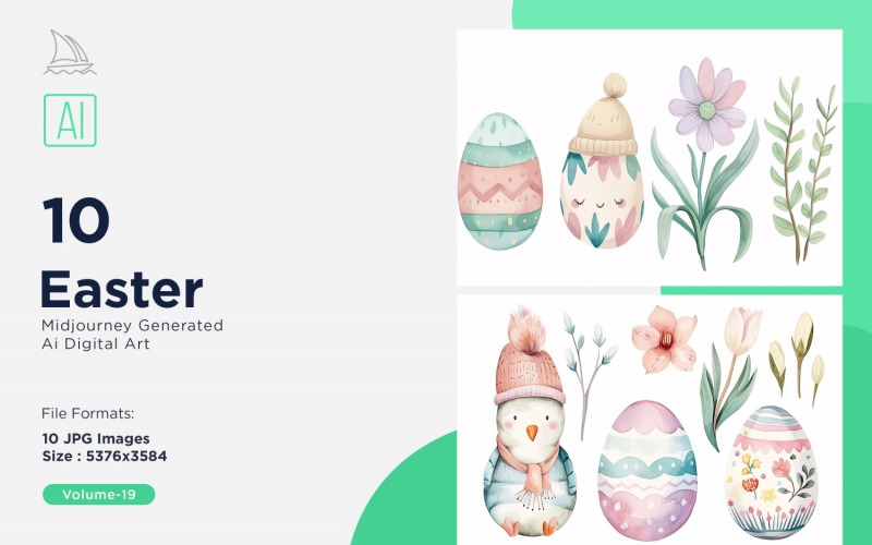 Easter Watercolor Background Set 19 Illustration