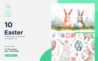 Easter Watercolor Background Set 1