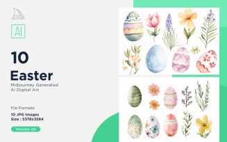 Easter Watercolor Background Set 20