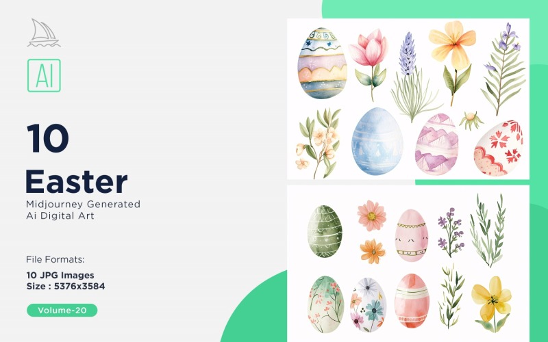 Easter Watercolor Background Set 20 Illustration