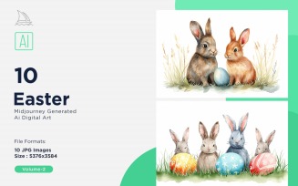 Easter Watercolor Background Set 2
