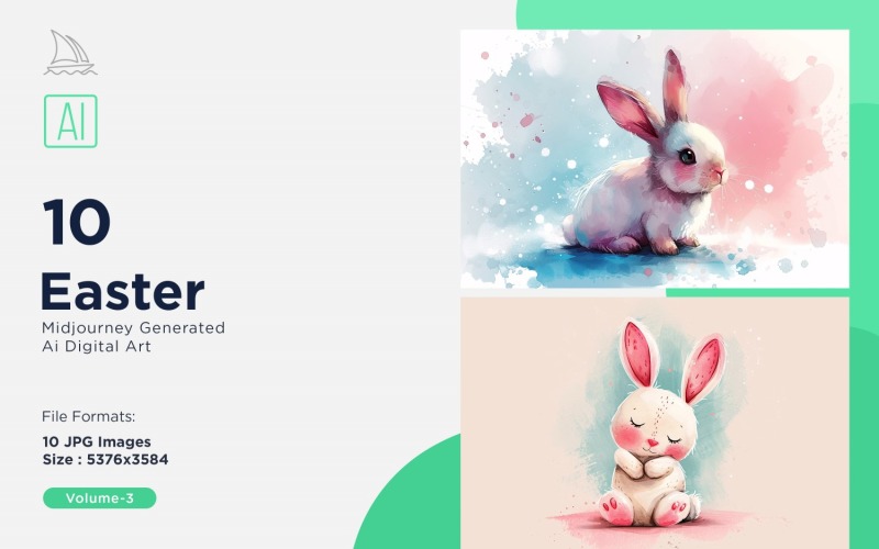 Easter Watercolor Background Set 3 Illustration