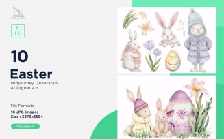 Easter Watercolor Background Set 4