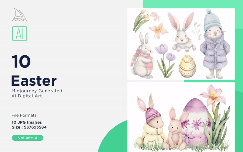 Easter Watercolor Background Set 4 Illustration