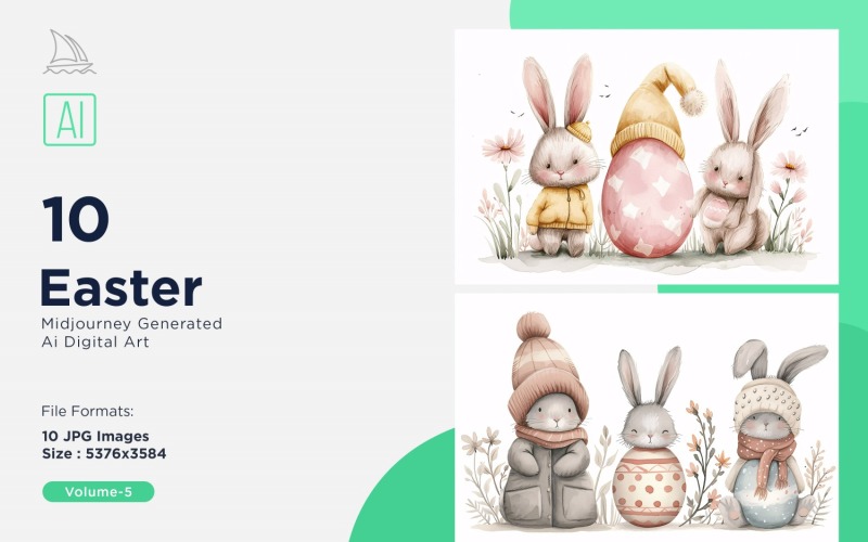 Easter Watercolor Background Set 5 Illustration