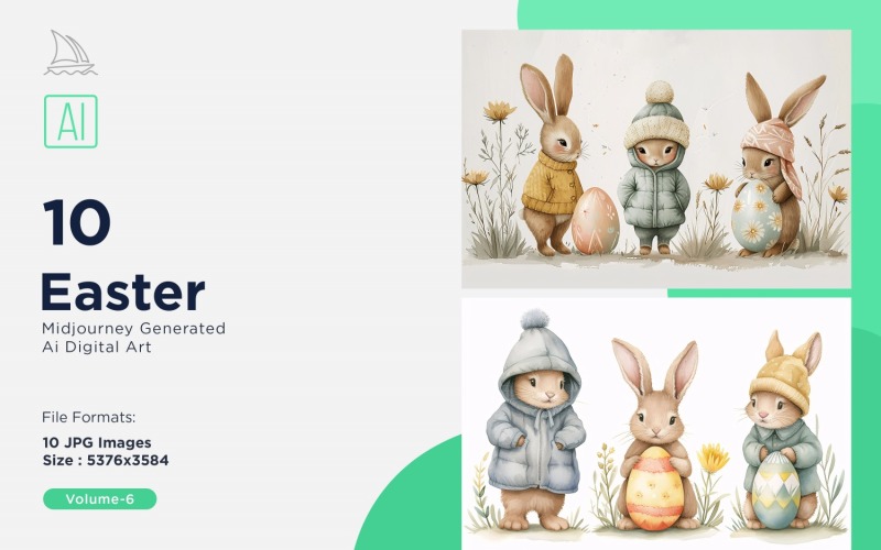 Easter Watercolor Background Set 6 Illustration