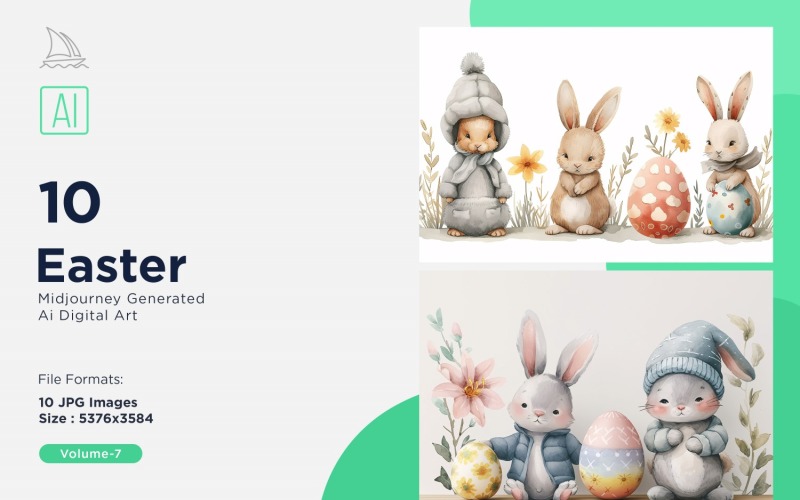 Easter Watercolor Background Set 7 Illustration