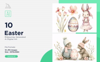 Easter Watercolor Background Set 8