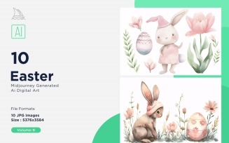 Easter Watercolor Background Set 9