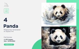 Panda funny Animal head peeking on white background Set
