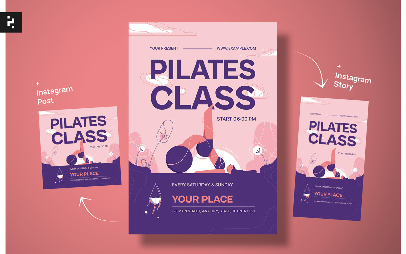 Pilates Class Flyer Template Corporate Identity