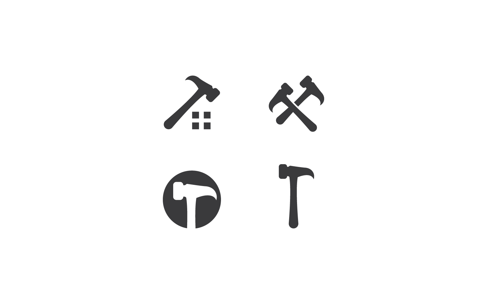 Plantilla de diseño de vector de icono de herramienta de construcción de martillo