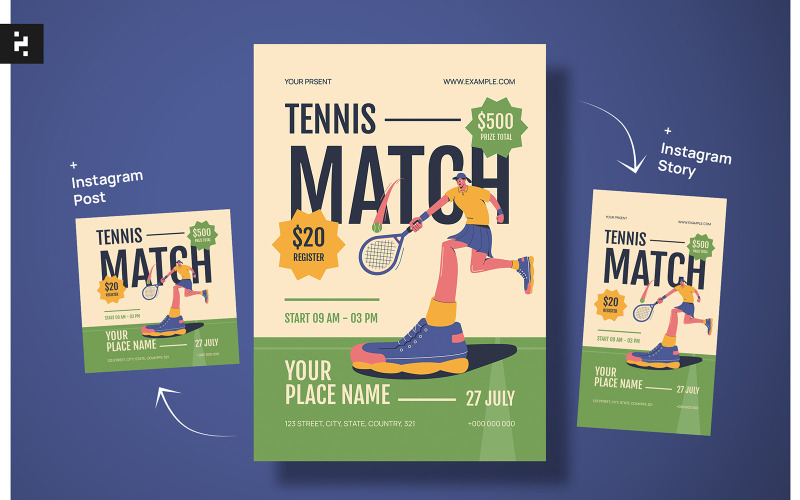 Tennis Match Flyer Template Corporate Identity