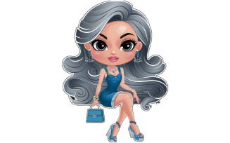 animated-cute-elegant-female-character Illustration