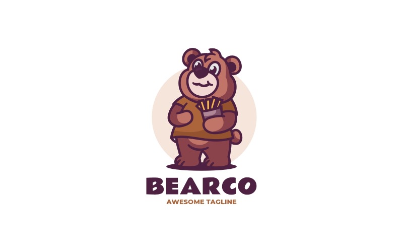 Brown Bear Mascot Cartoon Logo 3 Logo Template