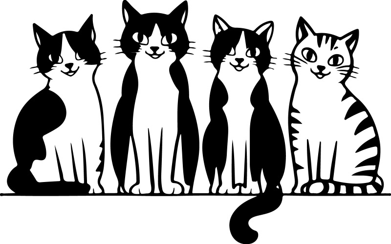 Cute four cat vector illustration Illustration